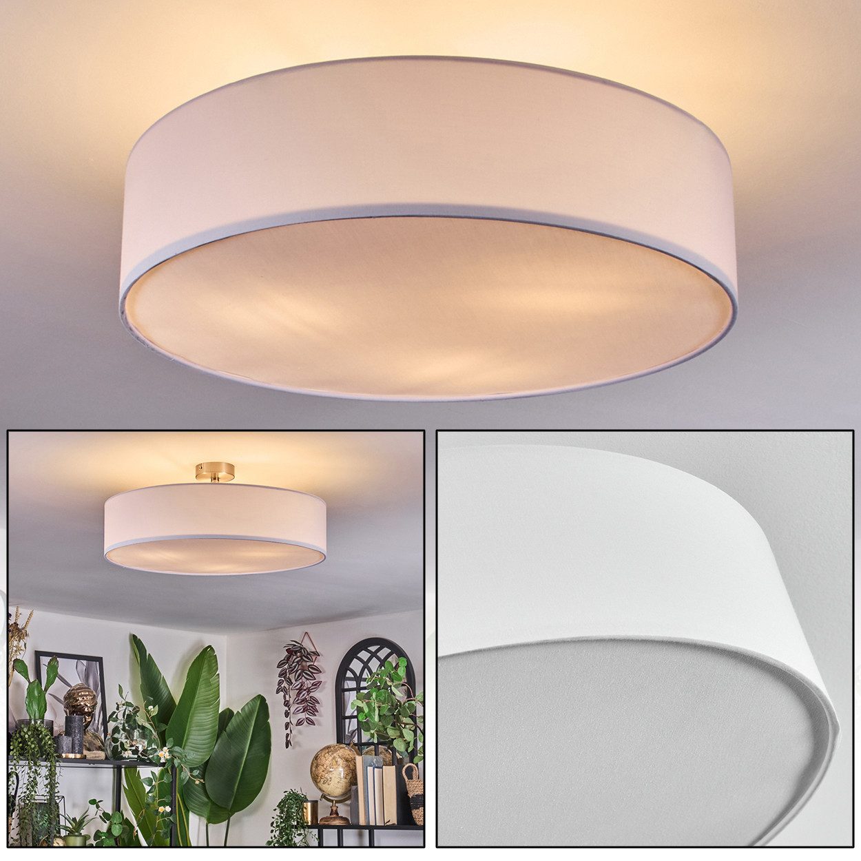 hofstein Deckenleuchte Deckenlampe aus Metall/Stoff/Kunststoff in günstig online kaufen