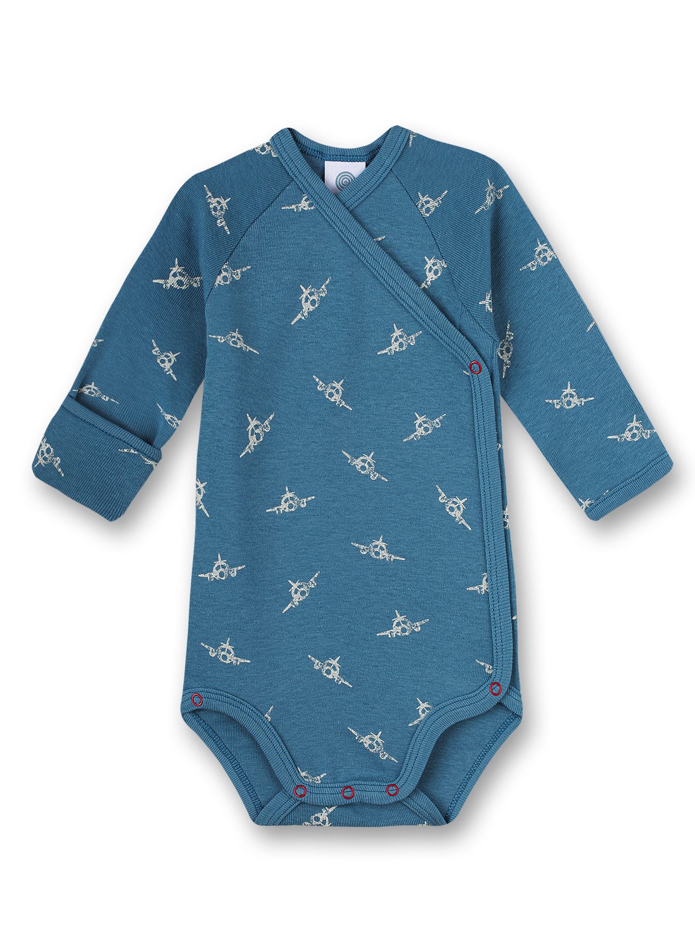 Sanetta Langarmwickelbody Baby Wickelbody aus Baumwolle mit Flugzeug-Motiv, langarm