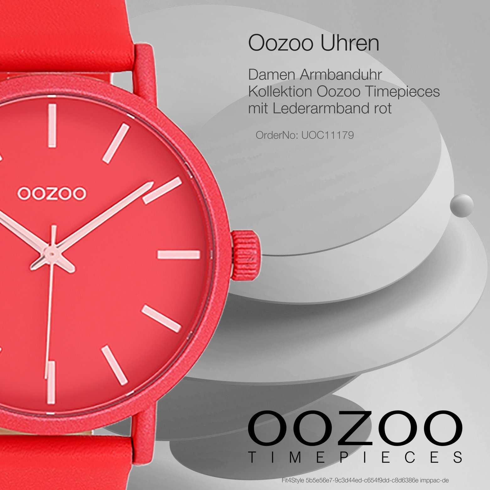 OOZOO Quarzuhr Damenuhr Lederarmband, Oozoo Timepieces Analog, Damen Fashion-Style Armbanduhr (ca. 42mm) rund, groß