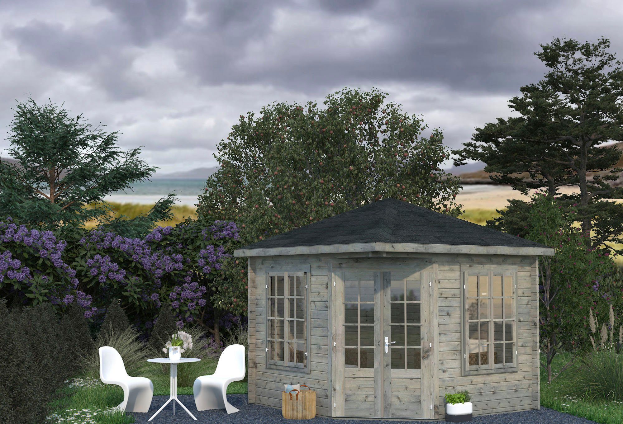 Palmako Gartenhaus Pavillon Melanie, BxT: 322x322 cm, grau