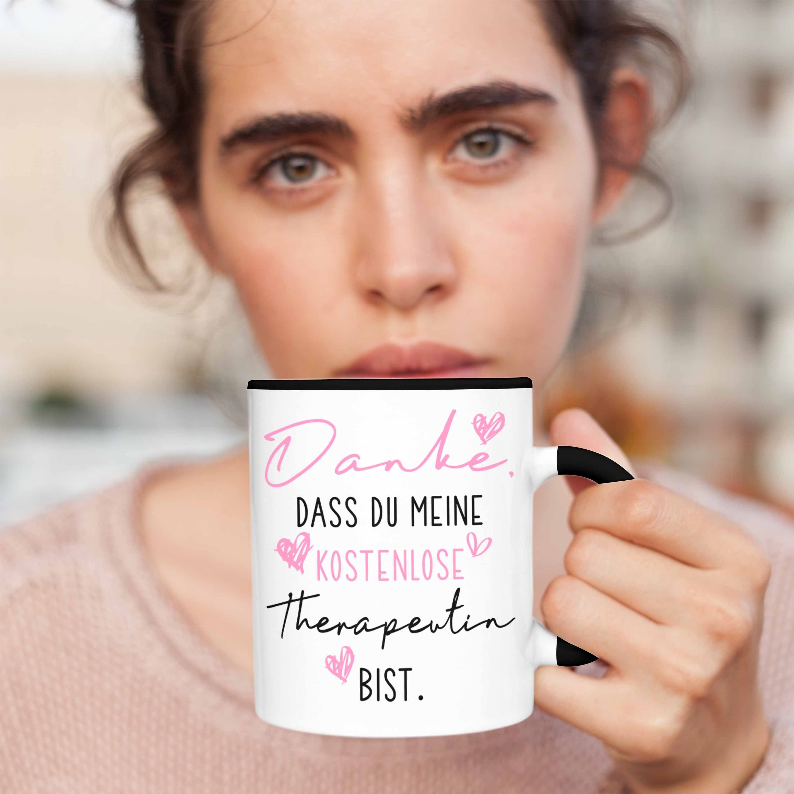 Freundinnen Geschenk Beste Spruch Lustig Tasse Geburtstag Trendation Danke Freundin Dass Beste Therapeutin Trendation Tasse Kostenlose Bist Becher Meine Du - Schwarz - Freundinnen