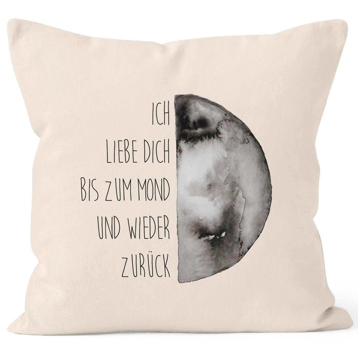 MoonWorks Dekokissen Kissenbezug Geschenk Ich liebe dich bis zum Mond und wieder zurück Liebe Spruch Love Quote MoonWorks® 40x40 Baumwolle