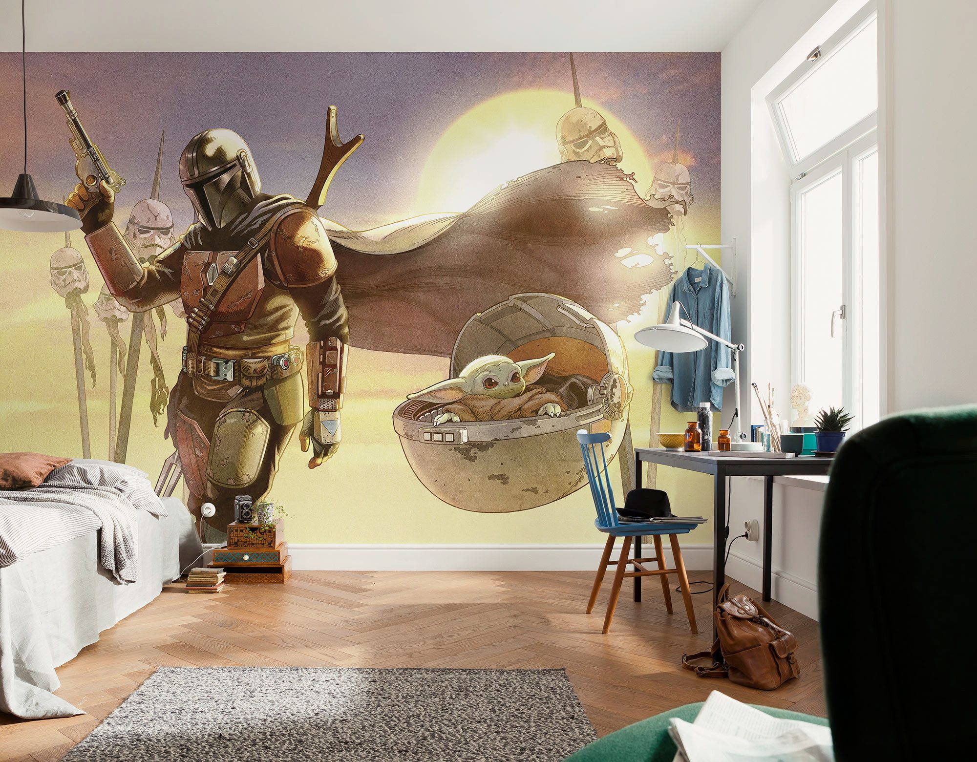 Komar Kindertapete Star Wars The Mandalorian and Grogu Mission, glatt, bedruckt, (Packung, 1 St)