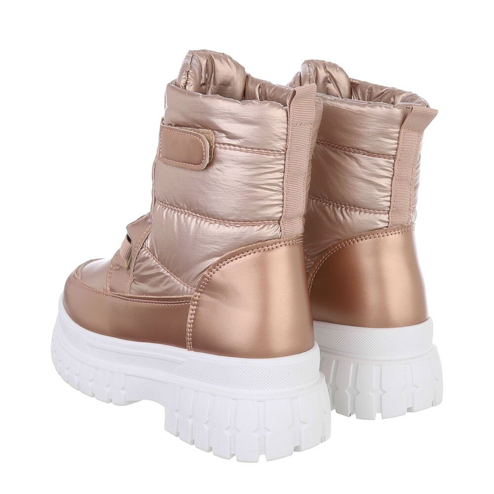 Ital-Design Damen Snowboots Freizeit Snowboots Blockabsatz Plateaustiefeletten in Gold