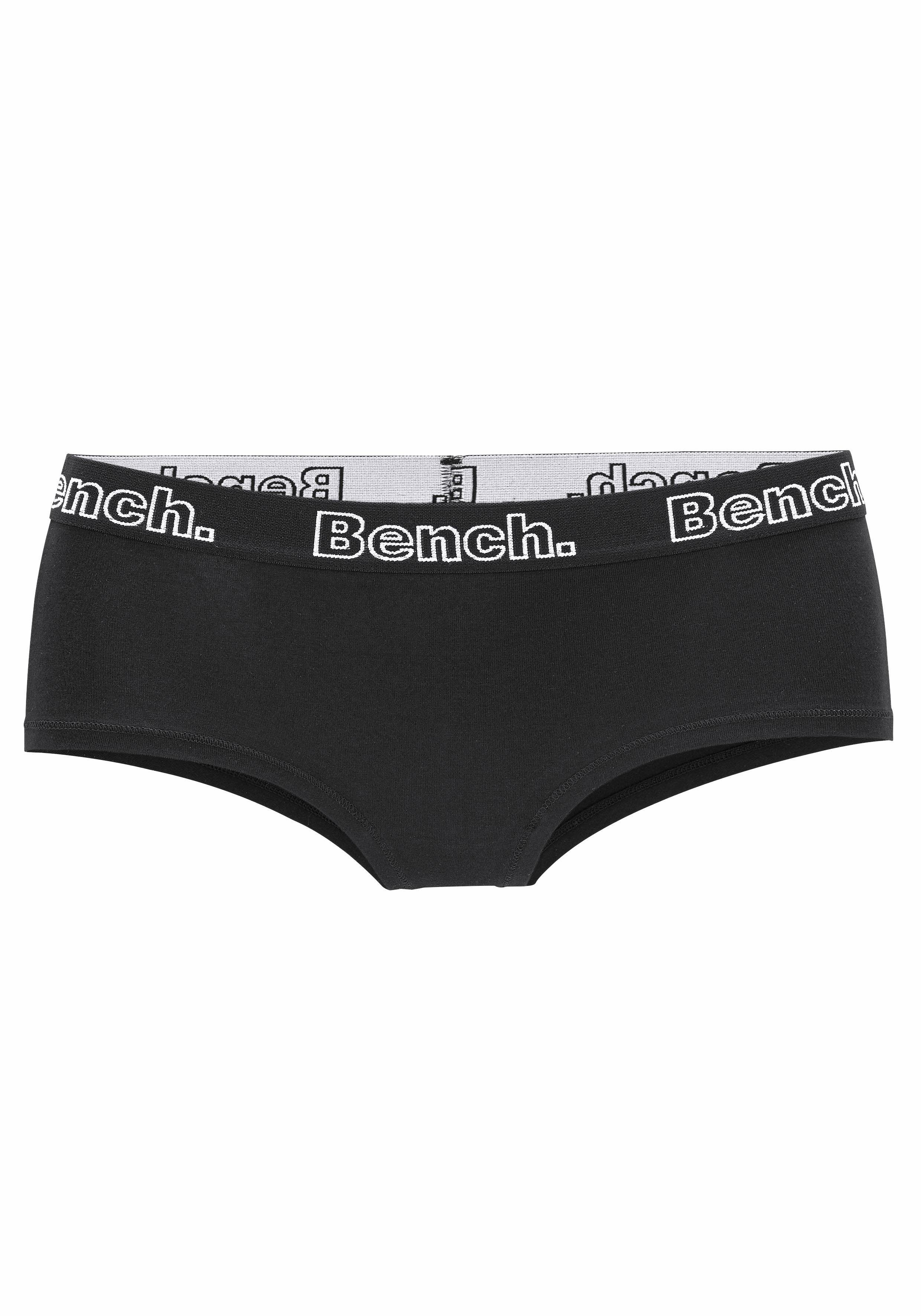 (Packung, schwarz Webbund weiß mit / grau-meliert 3-St) / schwarzem Bench. Panty Logo