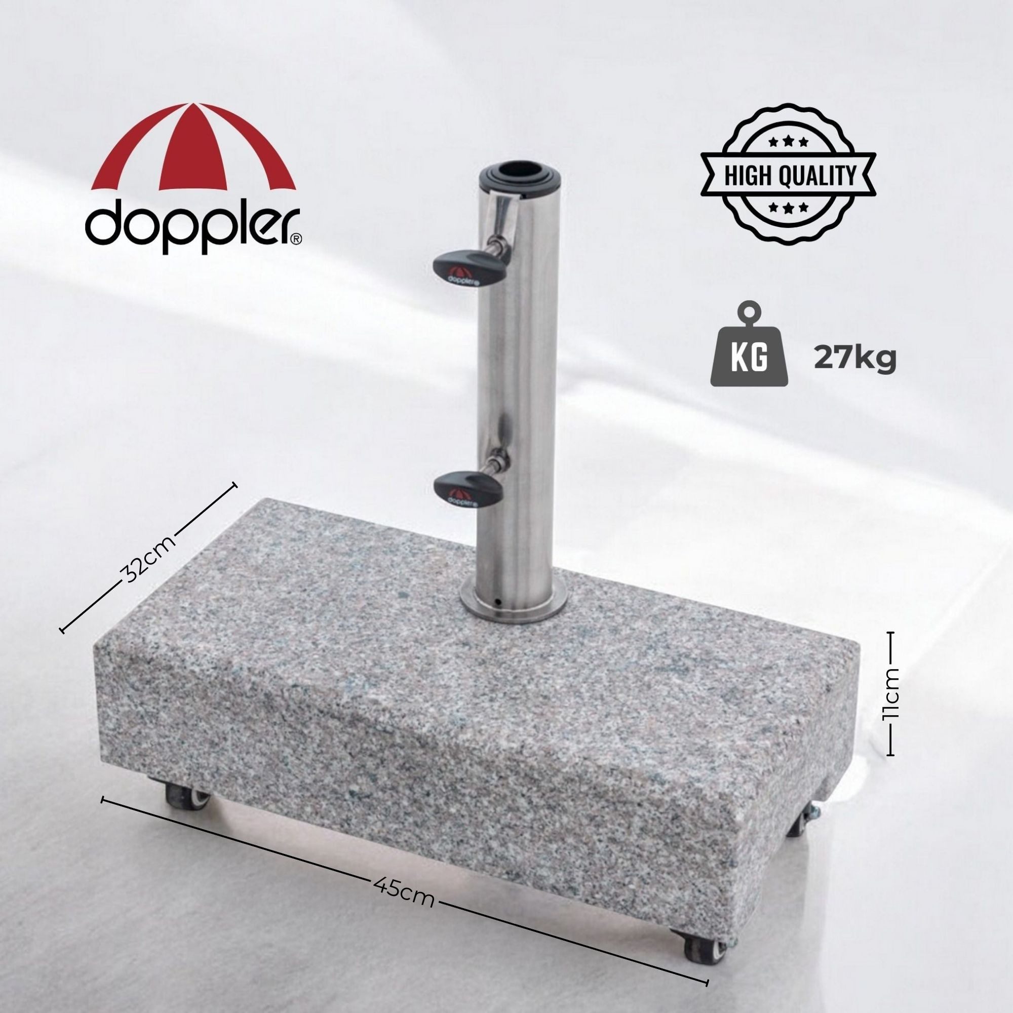 doppler® Kunststoffschirmständer Doppler Balkon Schirmständer Granit 25 kg mit Rollen 32 x 45cm
