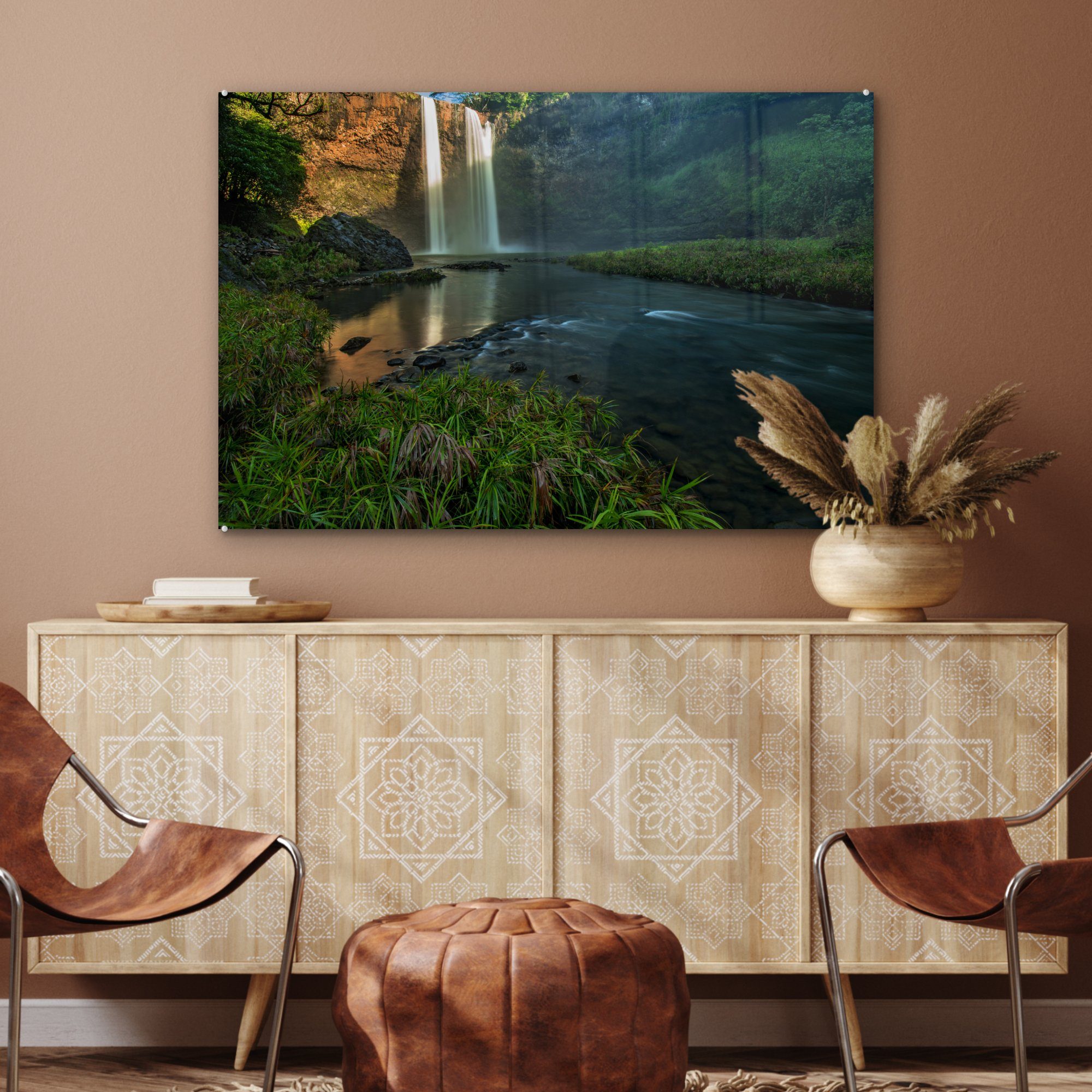 MuchoWow Acrylglasbild Wasserfall im Wald, Acrylglasbilder & Wohnzimmer Schlafzimmer St), (1
