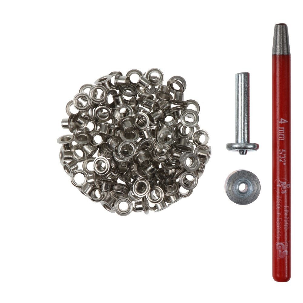 Langlauf Schuhbedarf Öse Großpackung Люверсы 100 Stück 4mm silber - Werkzeug & Locheisen