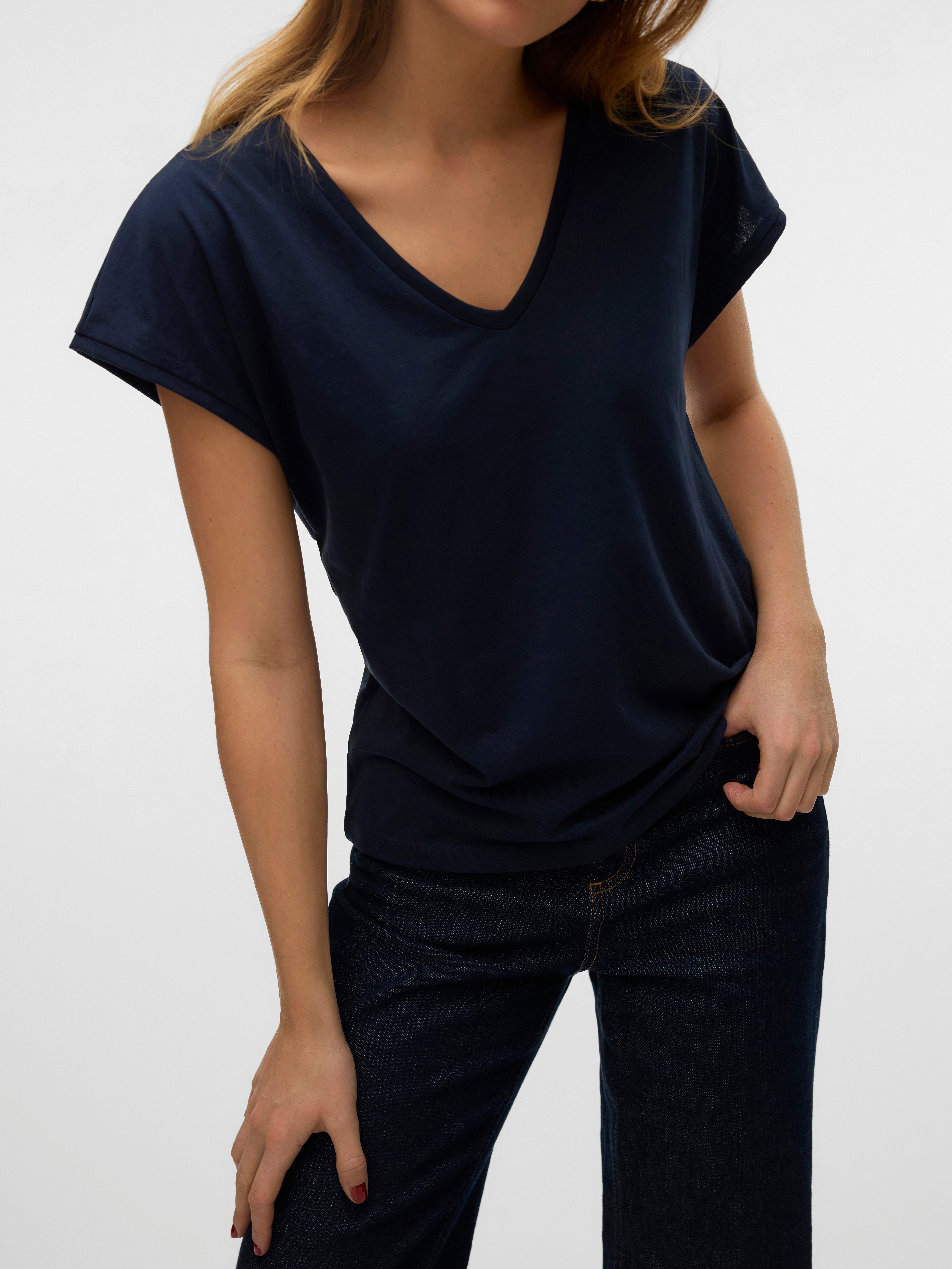 Vero Moda Kurzarmshirt VMLUNA SS V-NECK günstig online kaufen
