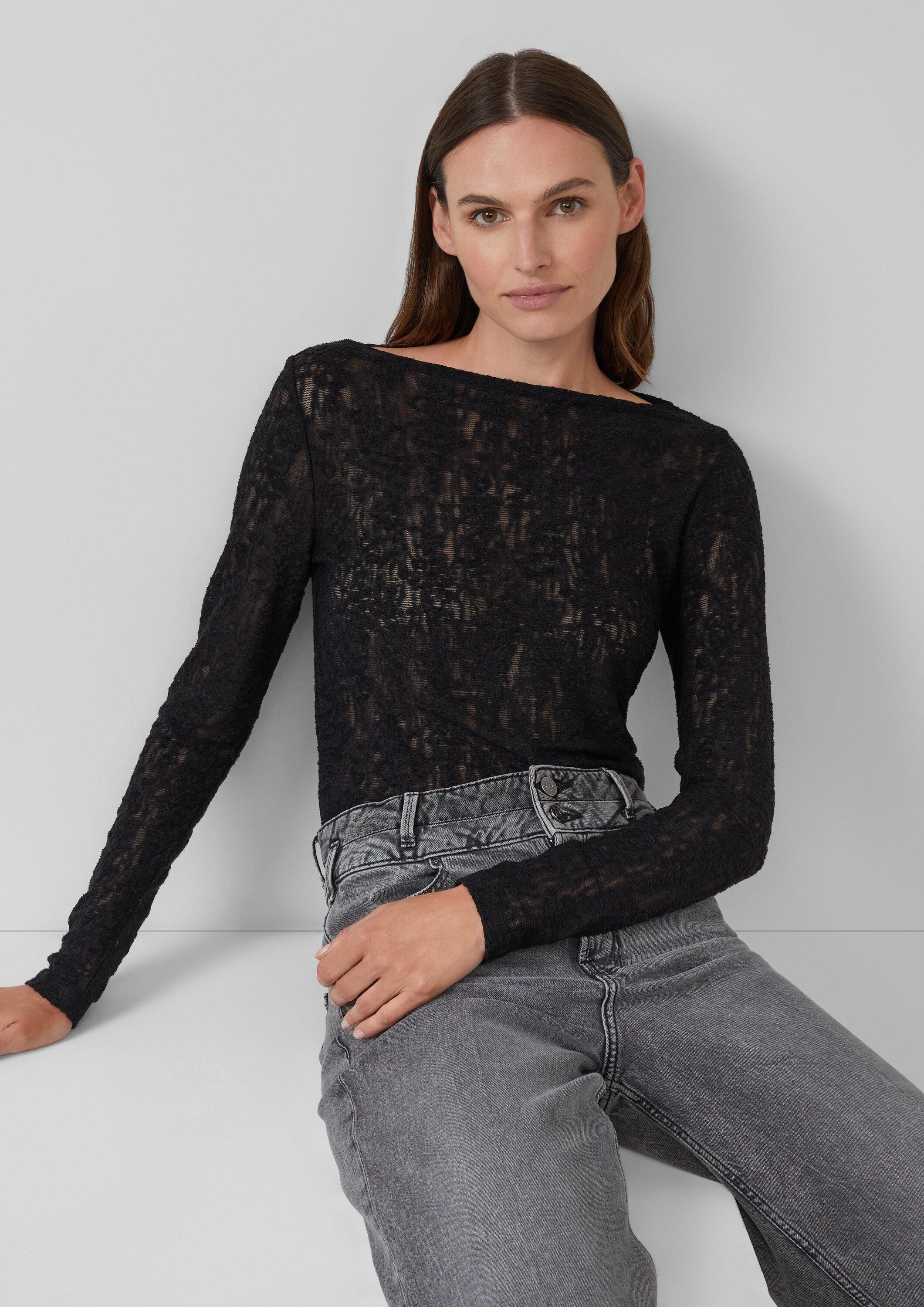 s.Oliver Langarmshirt T-Shirt Semitransparentes Langarmshirt aus weicher Je günstig online kaufen