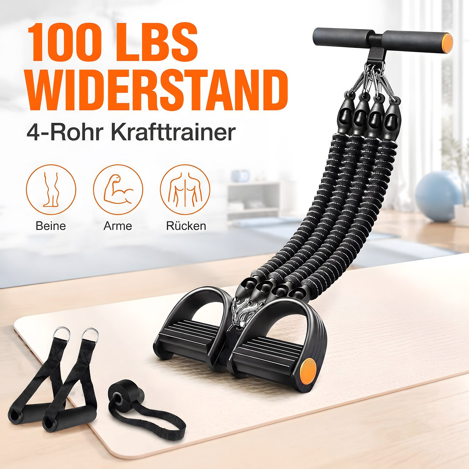 SURFOU Multitrainer Bauchtrainer für Zuhause Chest Expander Fitness Bauch Trainingsgerät, (Widerstandsband mit Griffen, Widerstandsbänder, Pedalwiderstandsgerät, für Bauch Taille Arm Beindehnung)