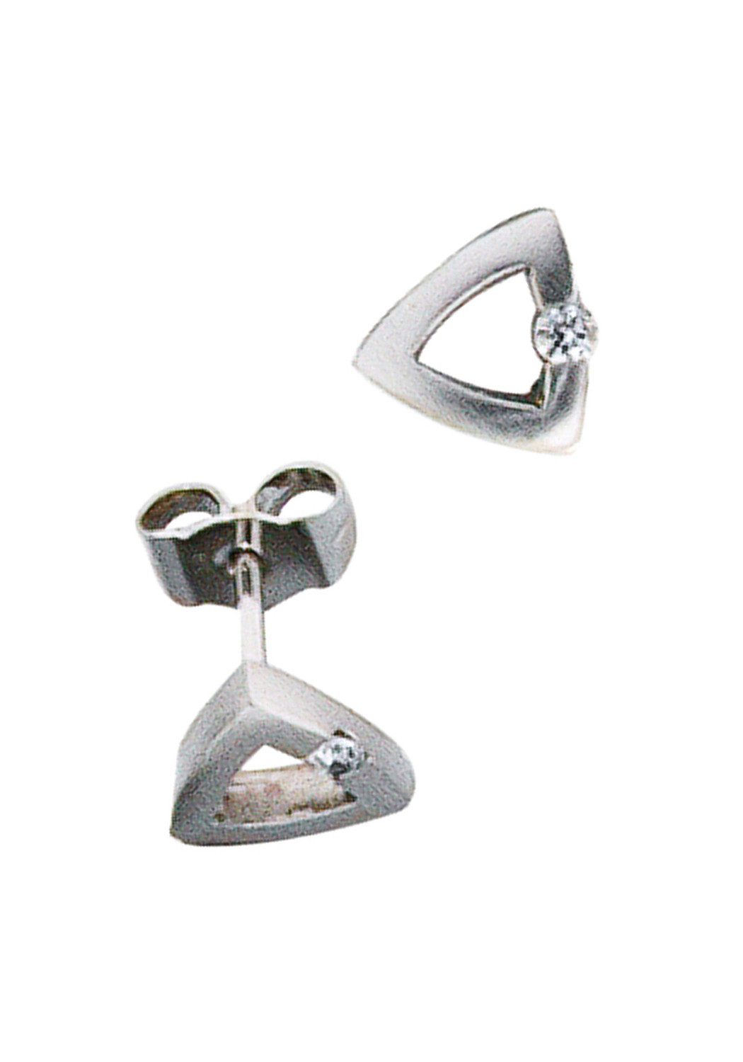 JOBO Paar Ohrstecker Ohrringe Platinohrringe dreieckig, 950 Platin mit Diamanten