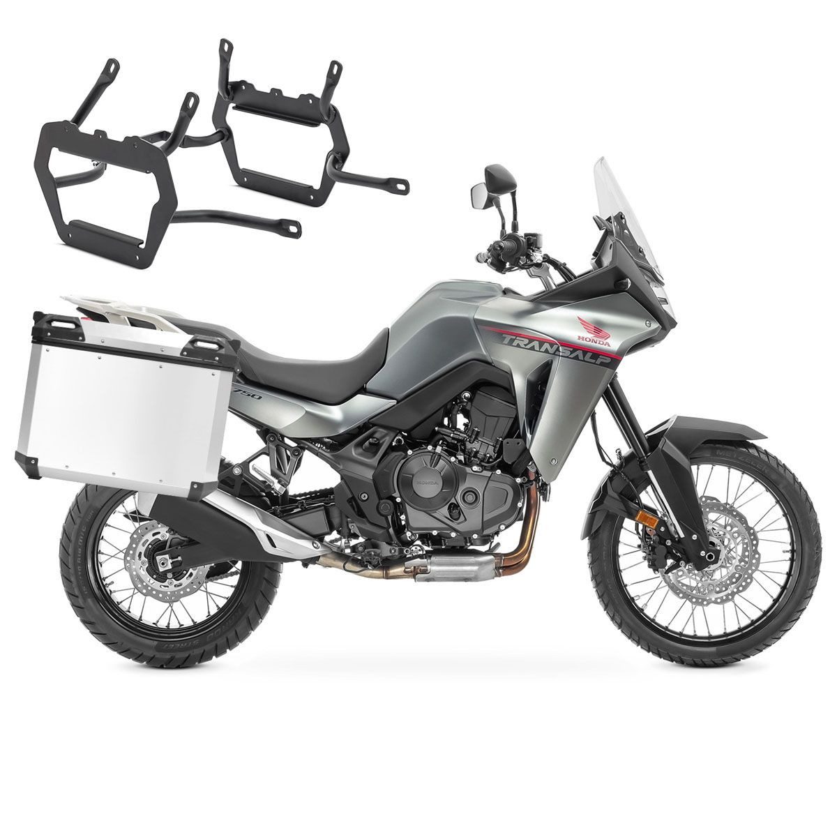 Bagtecs Чемоданыset Alu-Koffer+ Чемоданыträger für Honda Transalp XL 750 23-25 QP48 silber