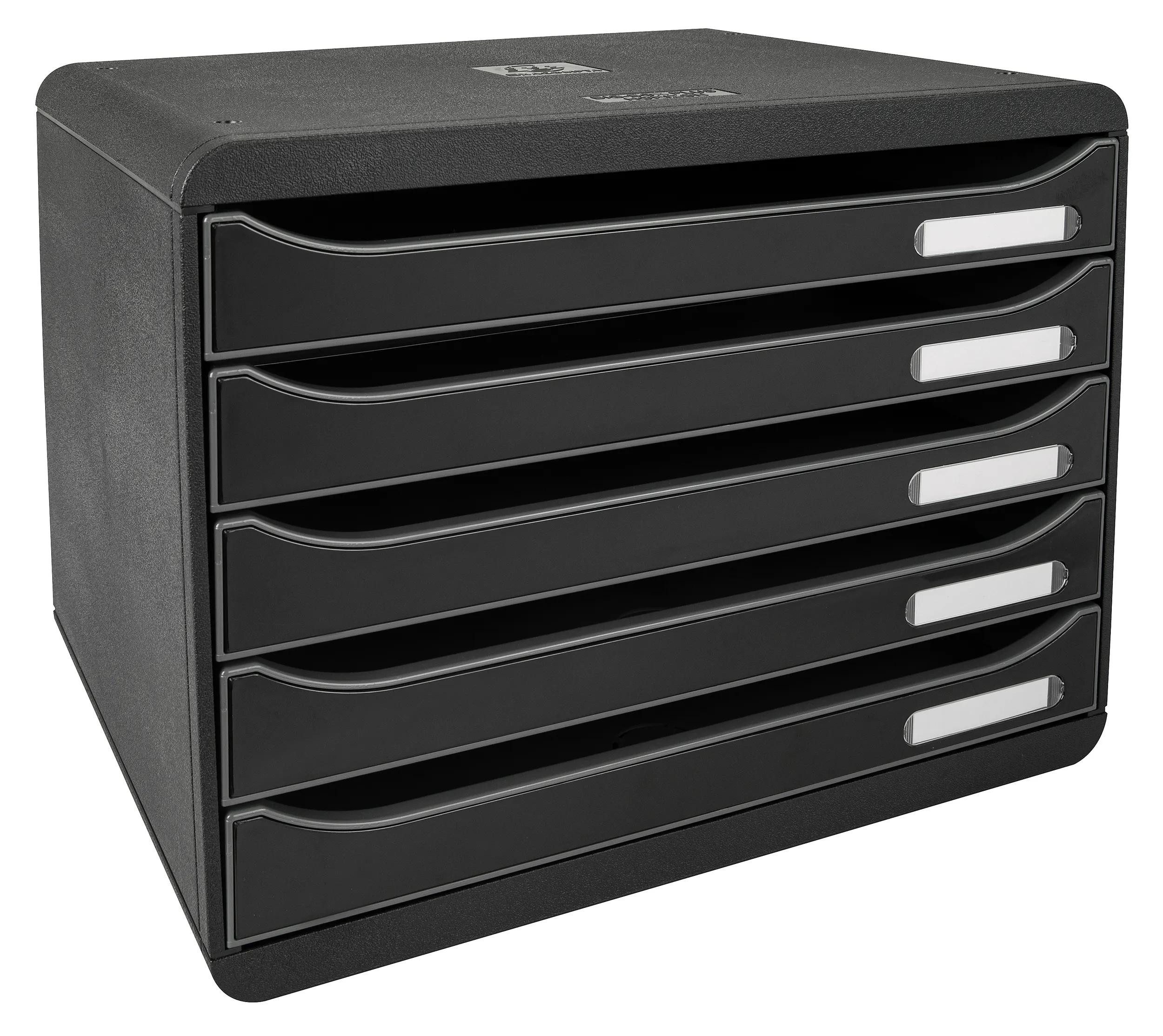 EXACOMPTA Schubladenbox Schubladenbox BigBoxPlus Horizon Quer 5 Schub Schwarz Glossy 308714D, Schubladenboxen