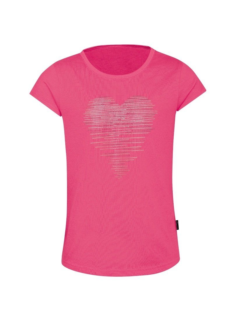 TRIGEMA Herz-Motiv T-Shirt flamingo mit T-Shirt glitzerndem Trigema