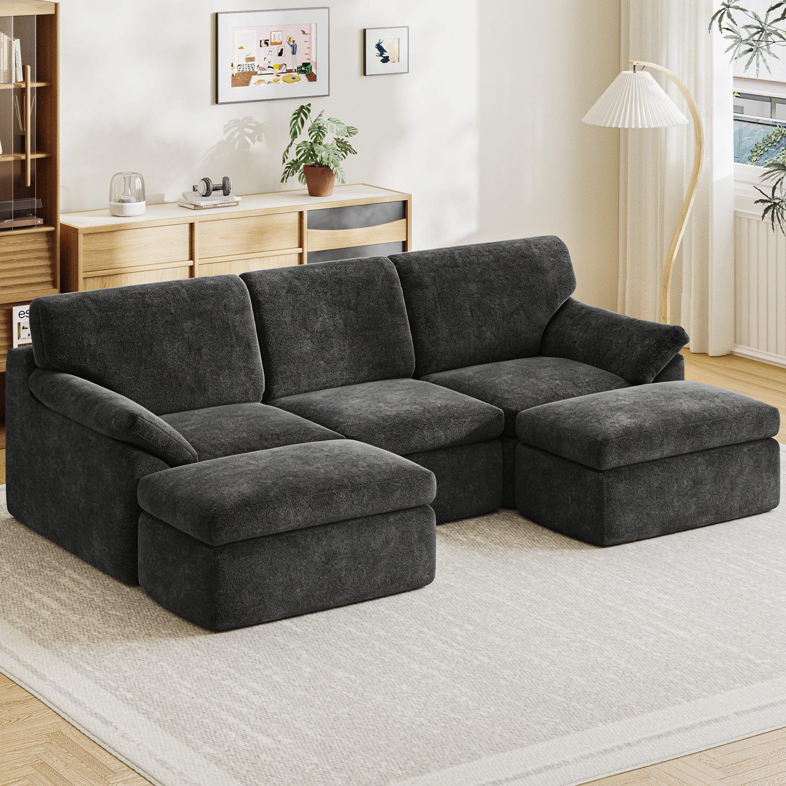 Gywowken Wohnlandschaft - Modulares Sofa 240 cm breit - Couch U-Form - Vakuumverpackt, Set, mit Liegefläche - Schlafsofa - keine Montage erforderlich