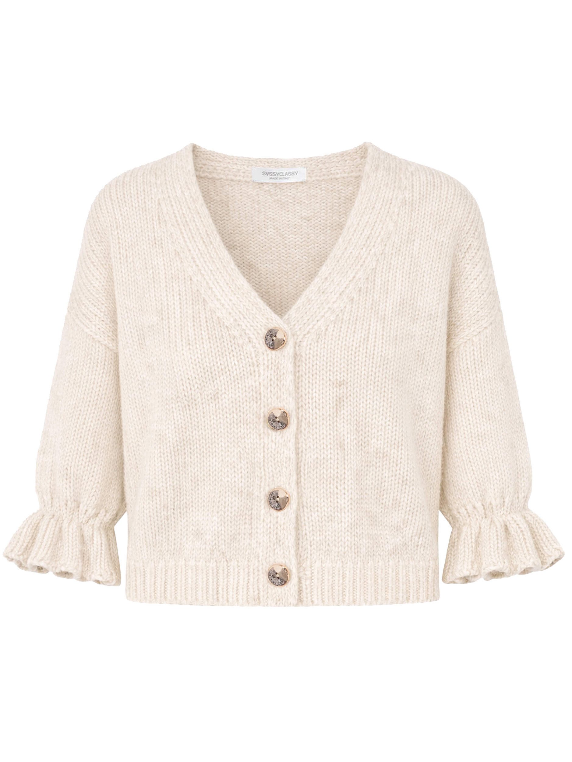 Cardigan Strickjacke mit 3/4-Ärmeln für Damen