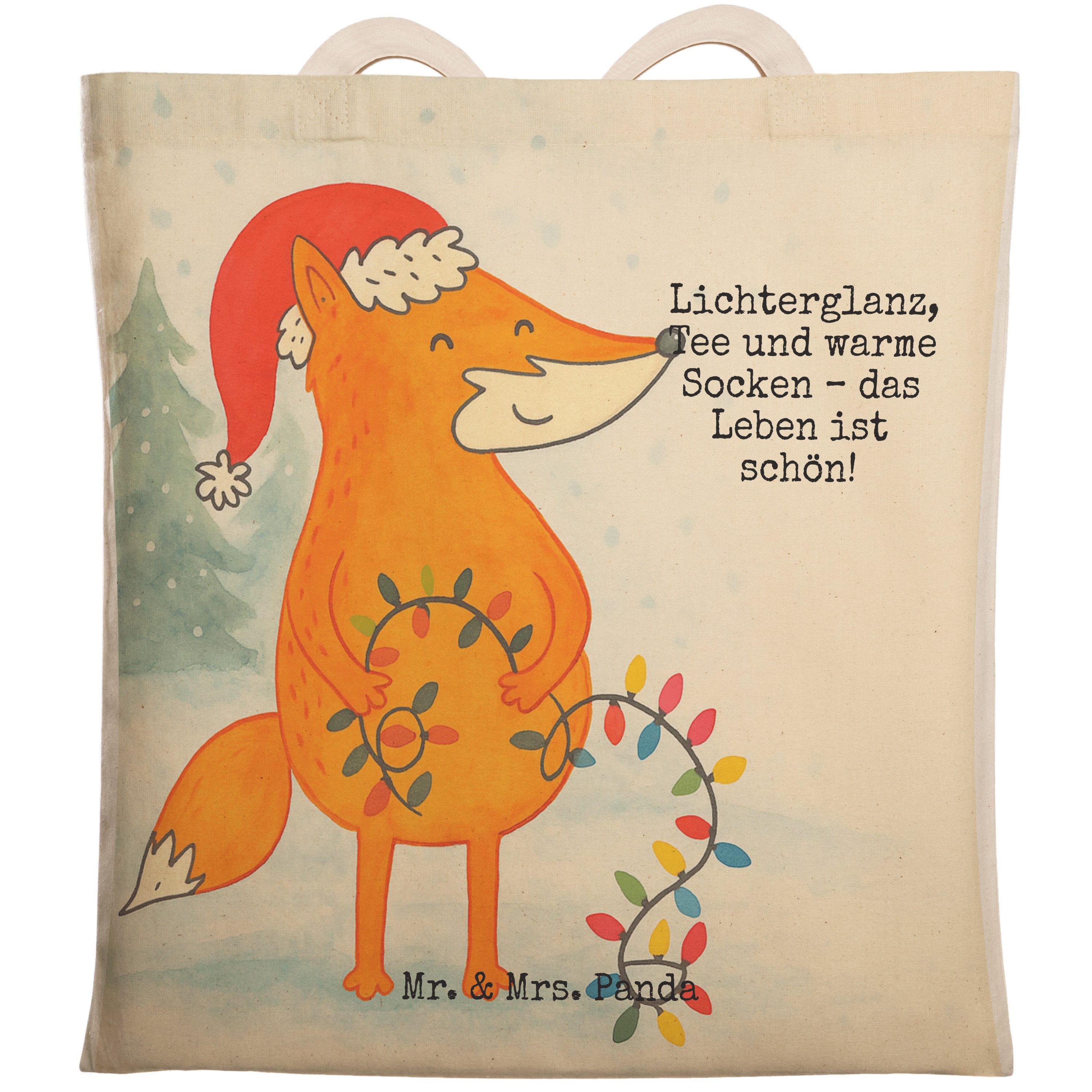 Tragetasche Fuchs Weihnachten Design, Stofftragetasche, Weiß, Weihnachtsmann, Sto