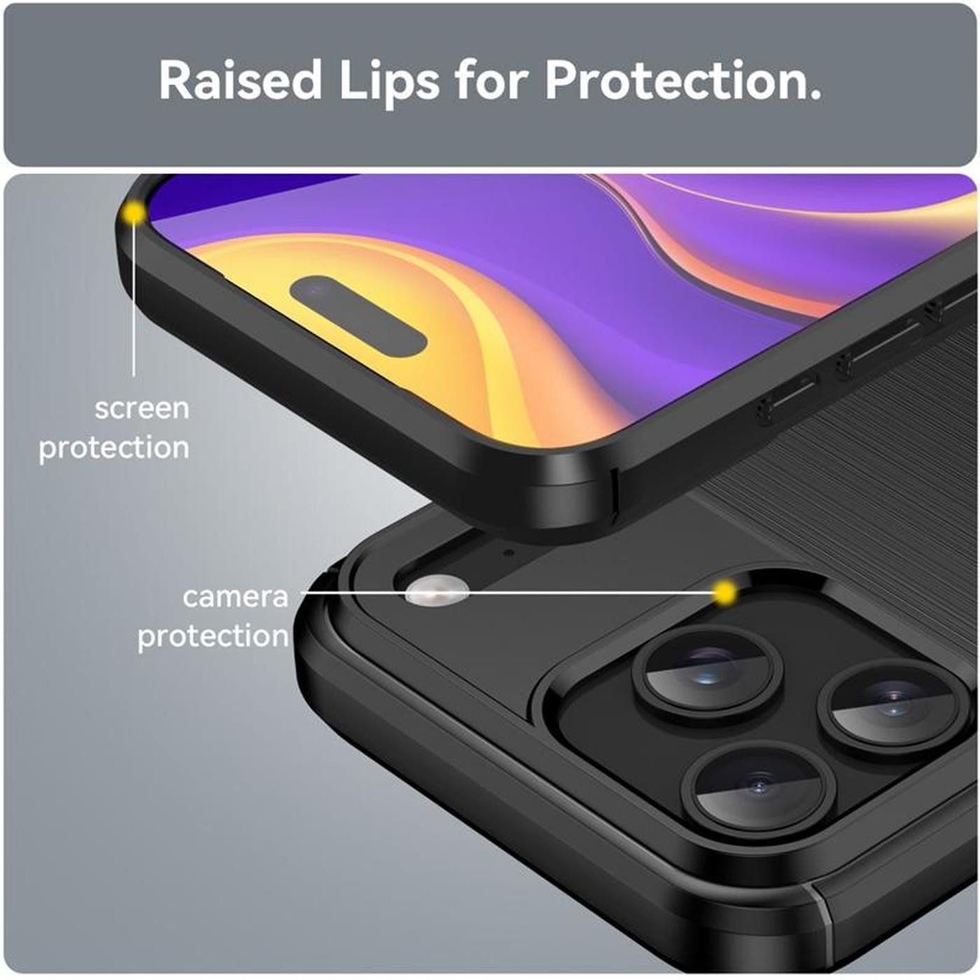 CoolGadget Handyhülle Carbon Handy Hülle für Apple iPhone 17 Pro 6,3 Zoll, robuste Telefonhülle Case Schutzhülle für iPhone 17 Pro Hülle – Bild 2 von 5