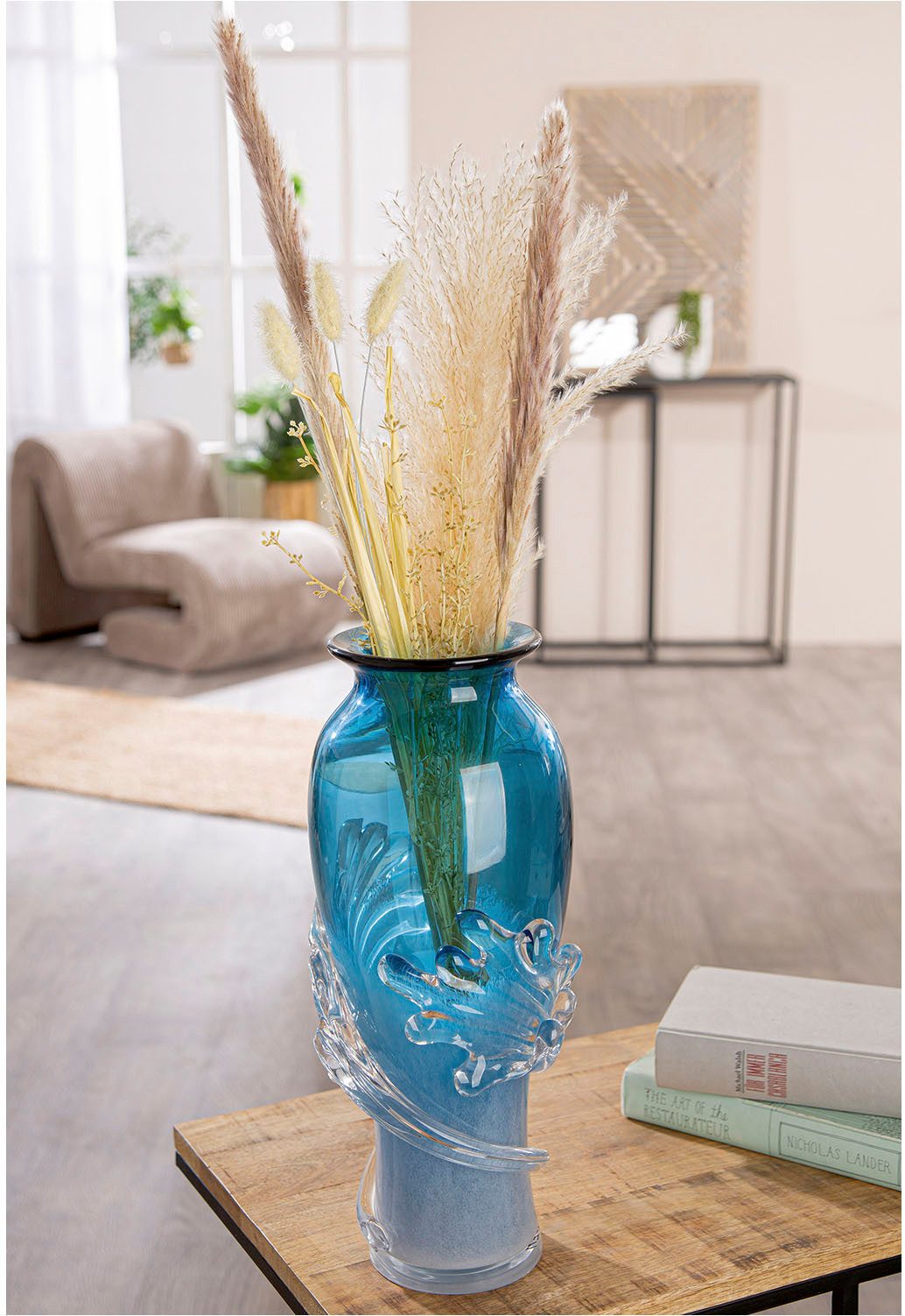 Casablanca by Gilde Tischvase Vase Wave blau (1 St)