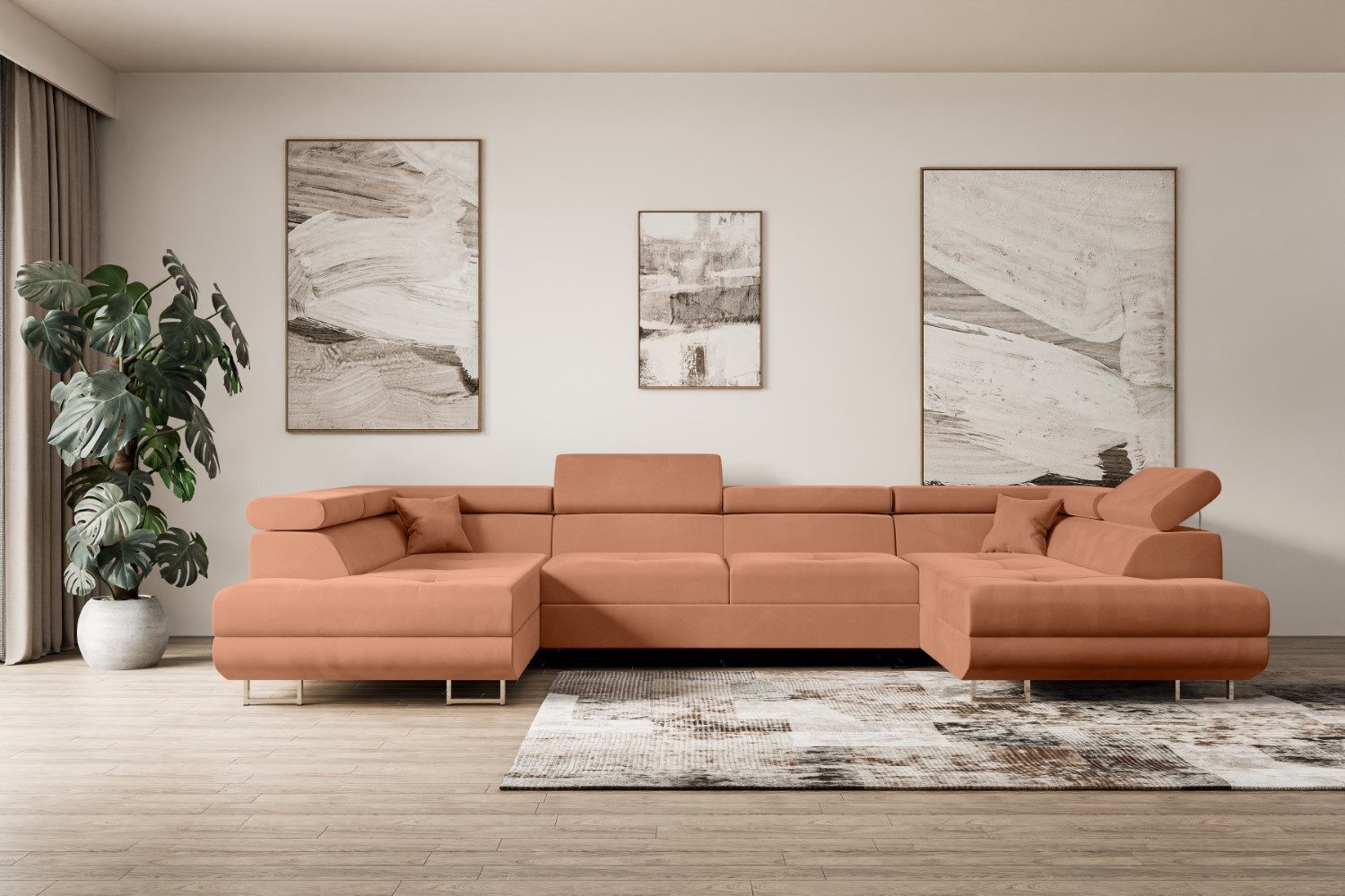 ALTDECOR Wohnlandschaft GUSA-U, Couch mit Schlaffunktion, Wohnzimmer - Ecksofa, Corner Sofa Bett Eckcouch Couch L-Form Schlafcouch Ausziehbar