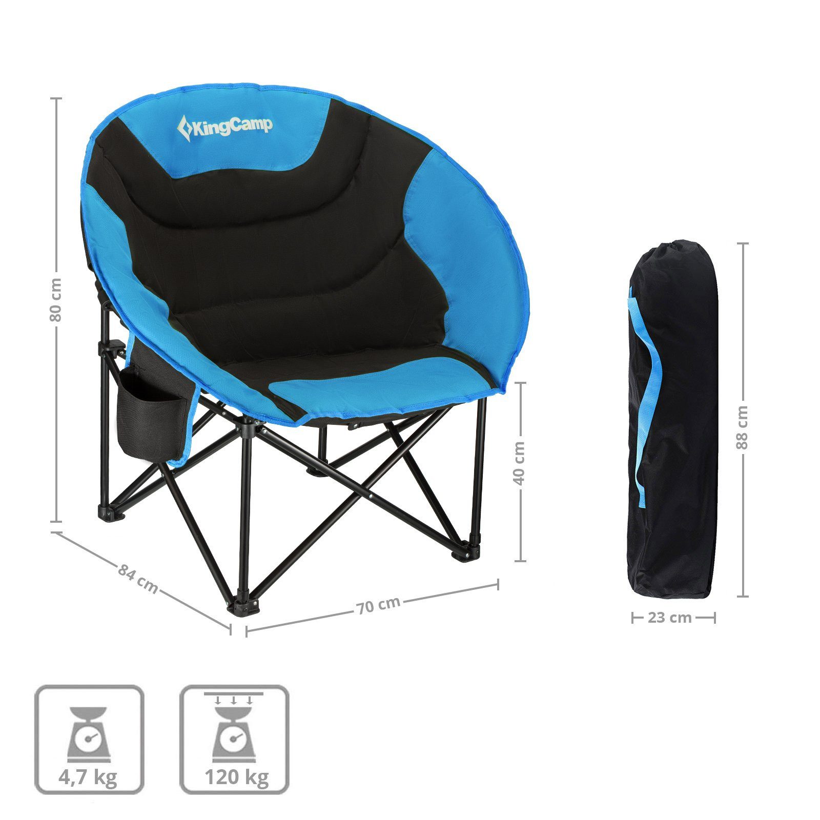 KingCamp Campingstuhl MoonChair L Camping Klapp Stuhl - Falt Sessel Gart