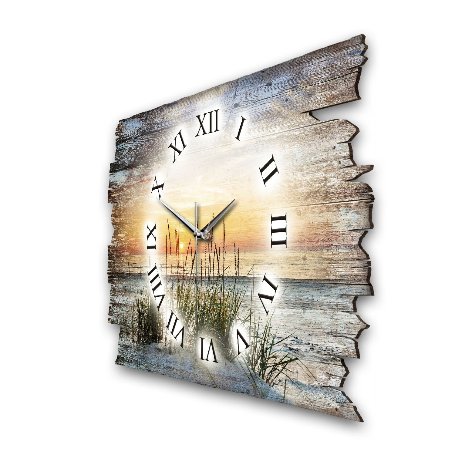 Kreative Feder Funkwanduhr Design-Wanduhr „Abendspaziergang am Strand“ aus günstig online kaufen