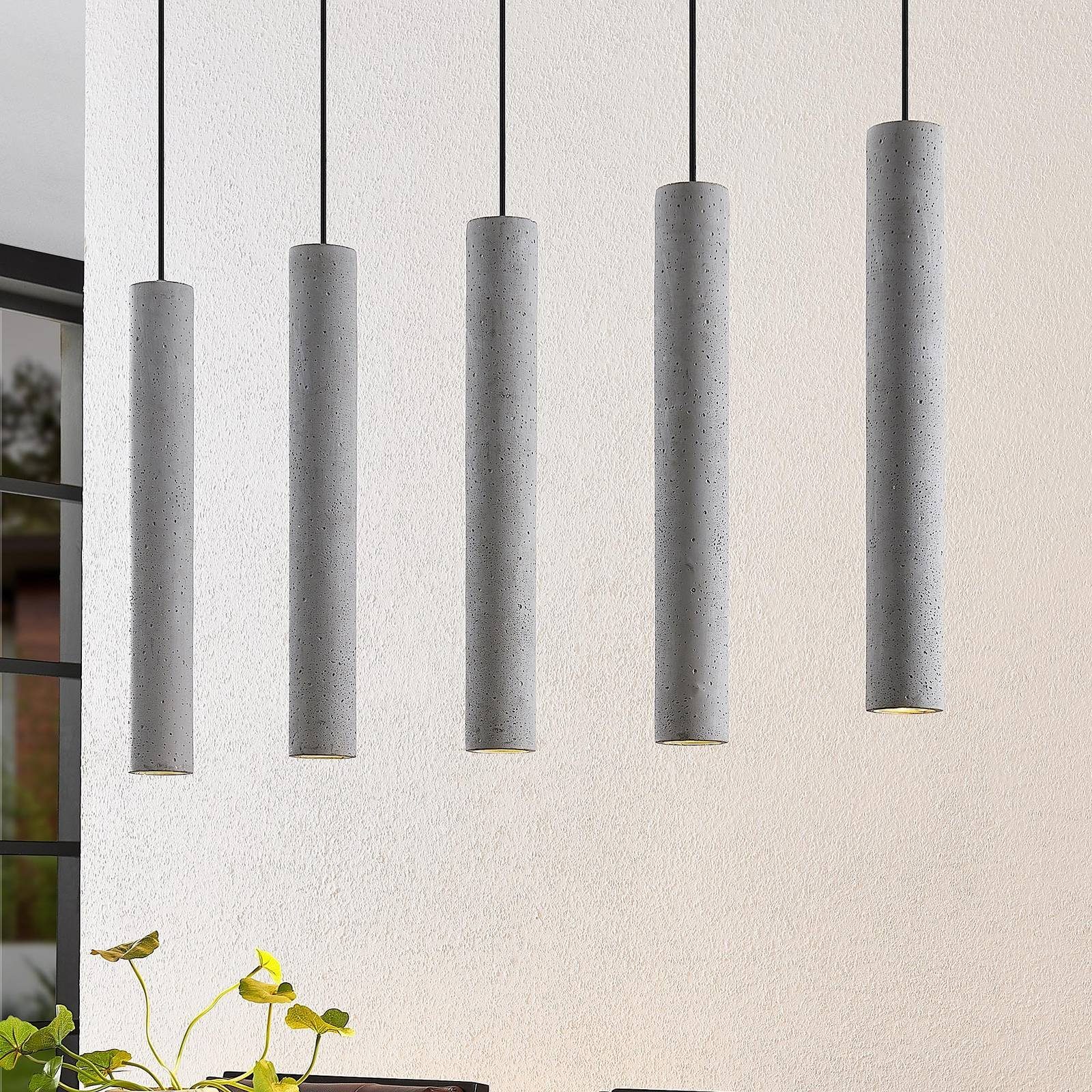 grau, GU10, Concretto, 5 dimmbar, Eisen, Beton, Modern, flammig, inklusive, Deckenlampe nicht Hängeleuchte Leuchtmittel Lindby