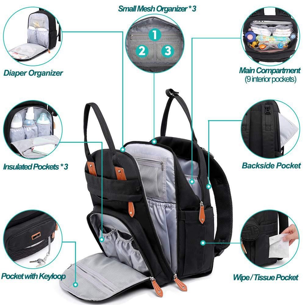 POPOLIC Wickeltasche Multifunktionale Mamatasche,Wickelrucksack Lässiger Rucksack (1-tlg), für Mama und Papa, Einheitsgröße