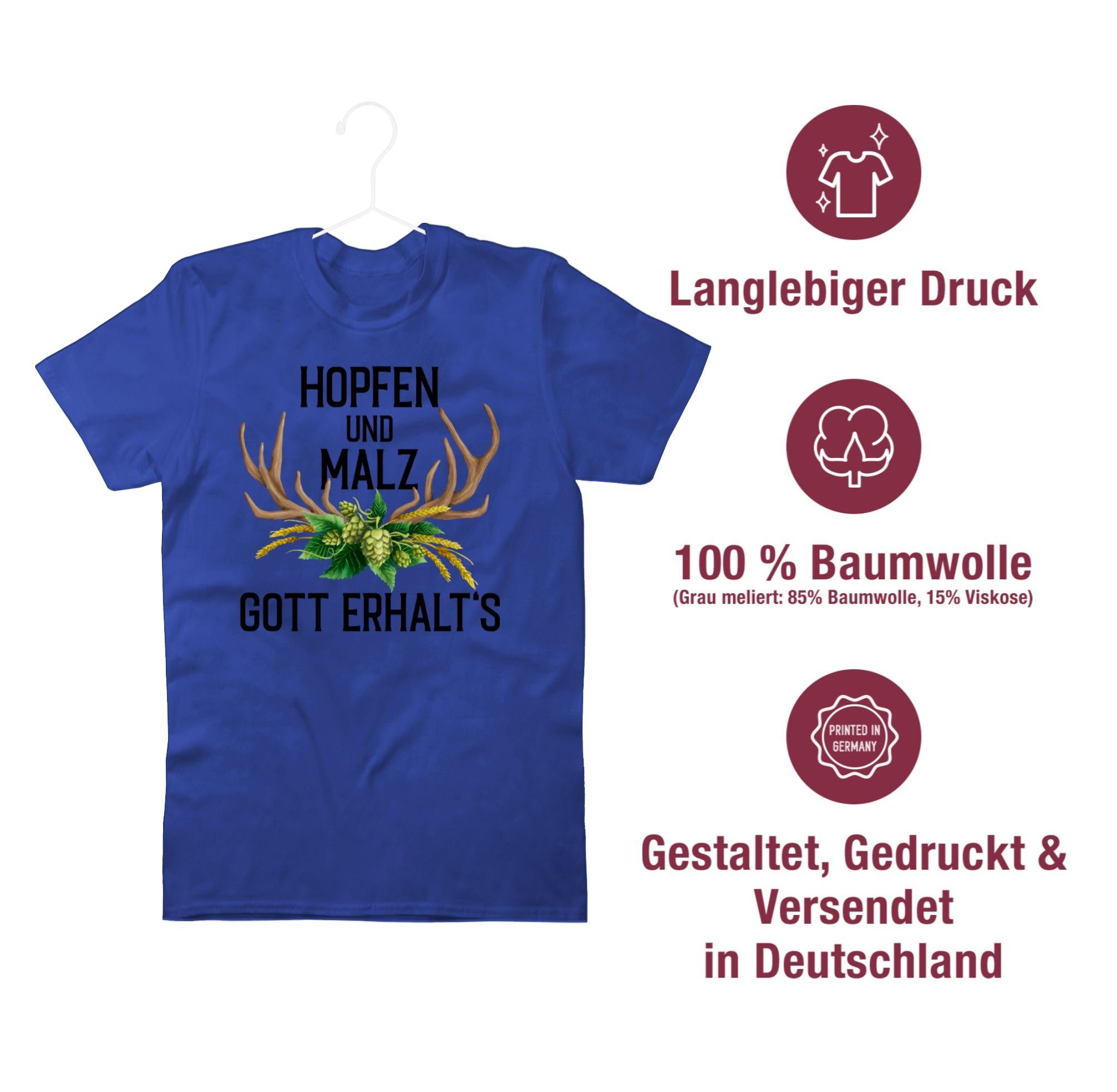 Hopfen T-Shirt für Gott & Shirtracer Weizen und Mode - Malz Geweih Royalblau Oktoberfest 1 erhalt's Herren mit