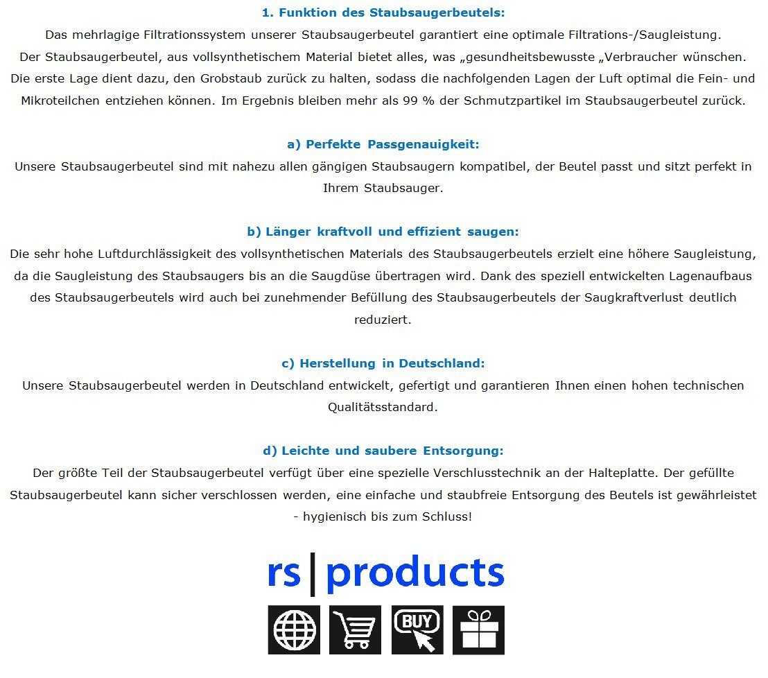 rs-products Staubsaugerbeutel, passend für MIELE S Stk., 10 50 € S zwischen 100 Versand! Stk., Stk., St., und Sie 5 20 5781, 5-Baureihe: 5 Stk. Stk. wählen - 30 - 9,90 Stk., ab kostenloser