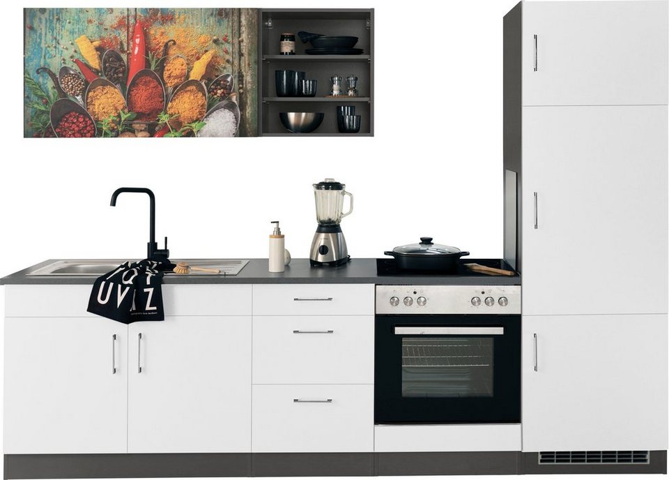 HELD MÖBEL Küchenzeile Paris, ohne E-Geräte, Breite 270 cm, Bietet  hochwertige Motive im Digitaldruck | Küchenzeilen mit Geräten