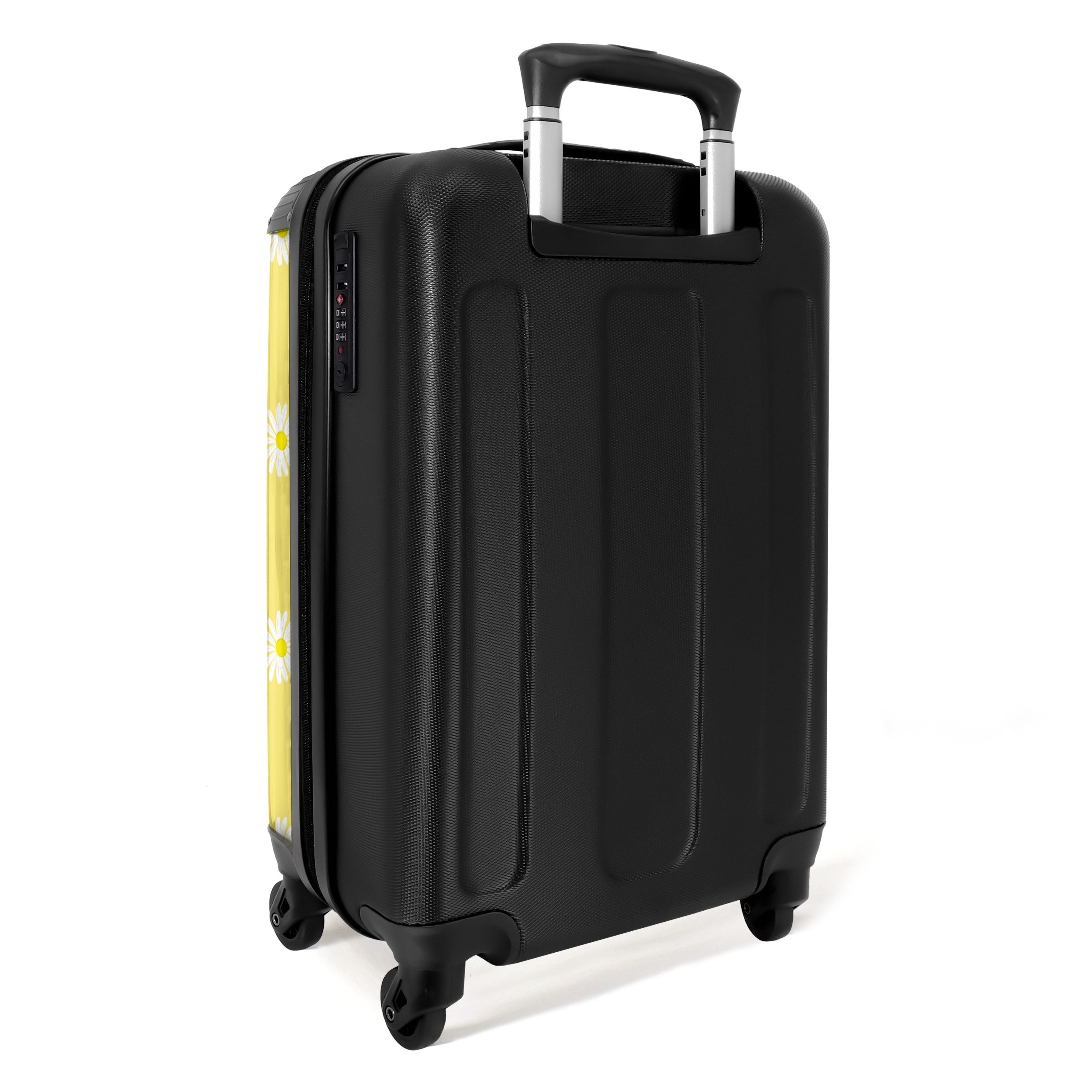 NoBoringSuitcases.com© Hartschalen-Trolley Pastellgelb mit Gänseblümchen 55x35x20cm, 4 Rollen, Handgepäck Koffer & Trolleys, Luggage, Reisekoffer Frauen