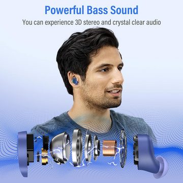 Esiposs Kabellos, Bluetooth 5.0 mit Mikrofon 156H Spielzeit mit USB-C LCD In-Ear-Kopfhörer (Ergonomisches Design für ein angenehmes Tragegefühl den ganzen Tag über, Stereo Sound IPX7 Wasserdicht Ohrhöre for iPhone Samsung Android)