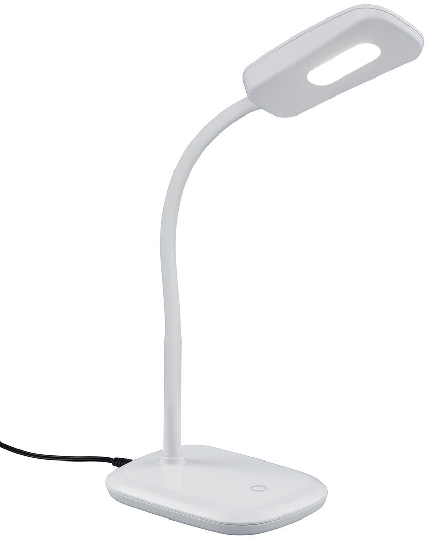 Reality Leuchten LED Tischleuchte Boa, LED fest integriert, Warmweiß, Schreibtischlampe, weiß, Touch Dimmer, warmweiß, verstellbarer Flexarm – Bild 4 von 5