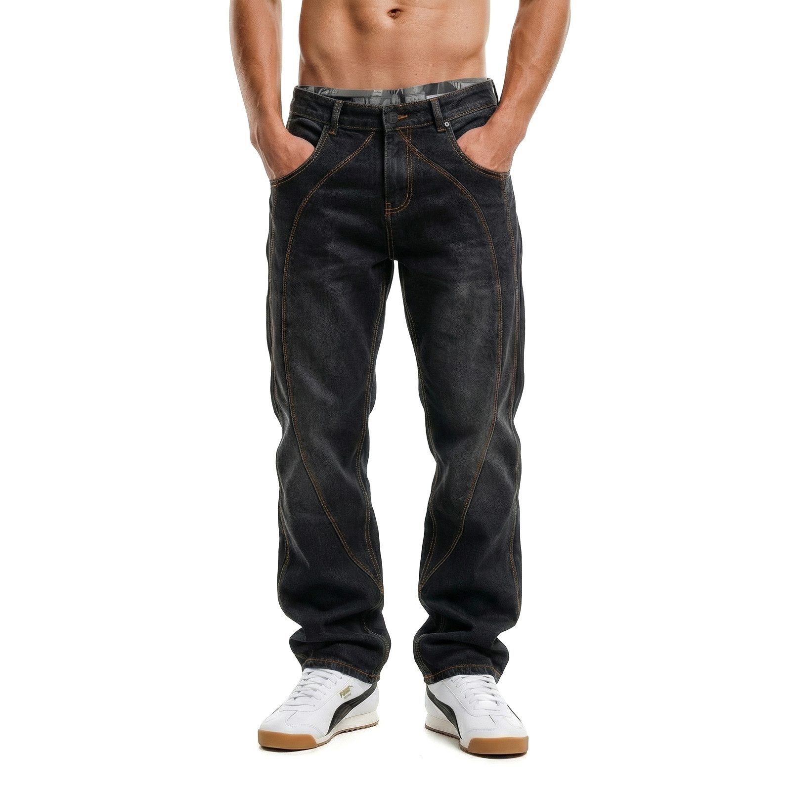 Favela Relax-fit-Jeans Jeans Favela Rigid Balloon Cutline V2 dekorative Steppnähte