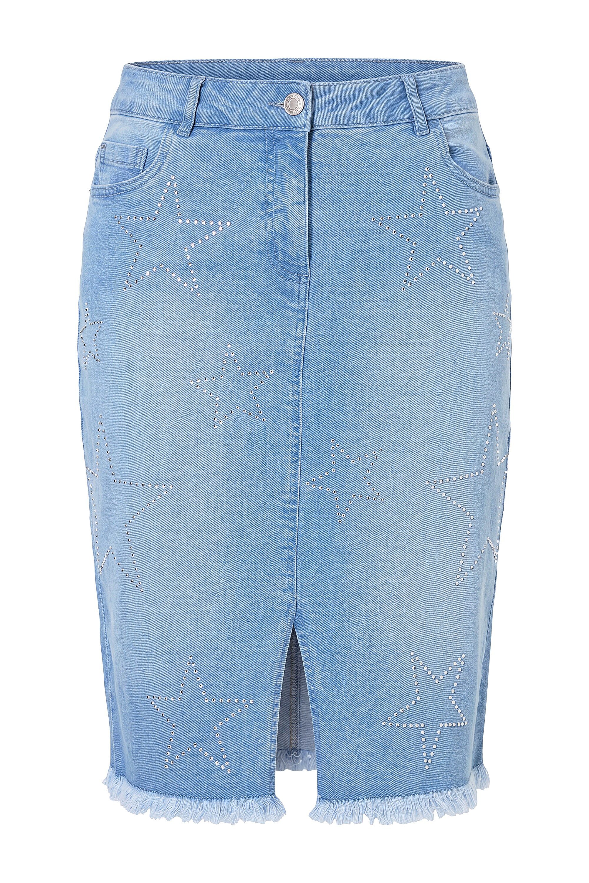 Angel of Style Jeansrock Jeansrock Bleistift-Silhouette Glitzersteinchen