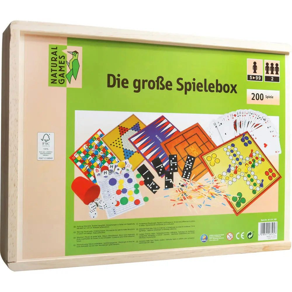 Natural Games Spiel Natural Games Premium Holz-Spielesammlung 200 in 1 - Komplettes Famili