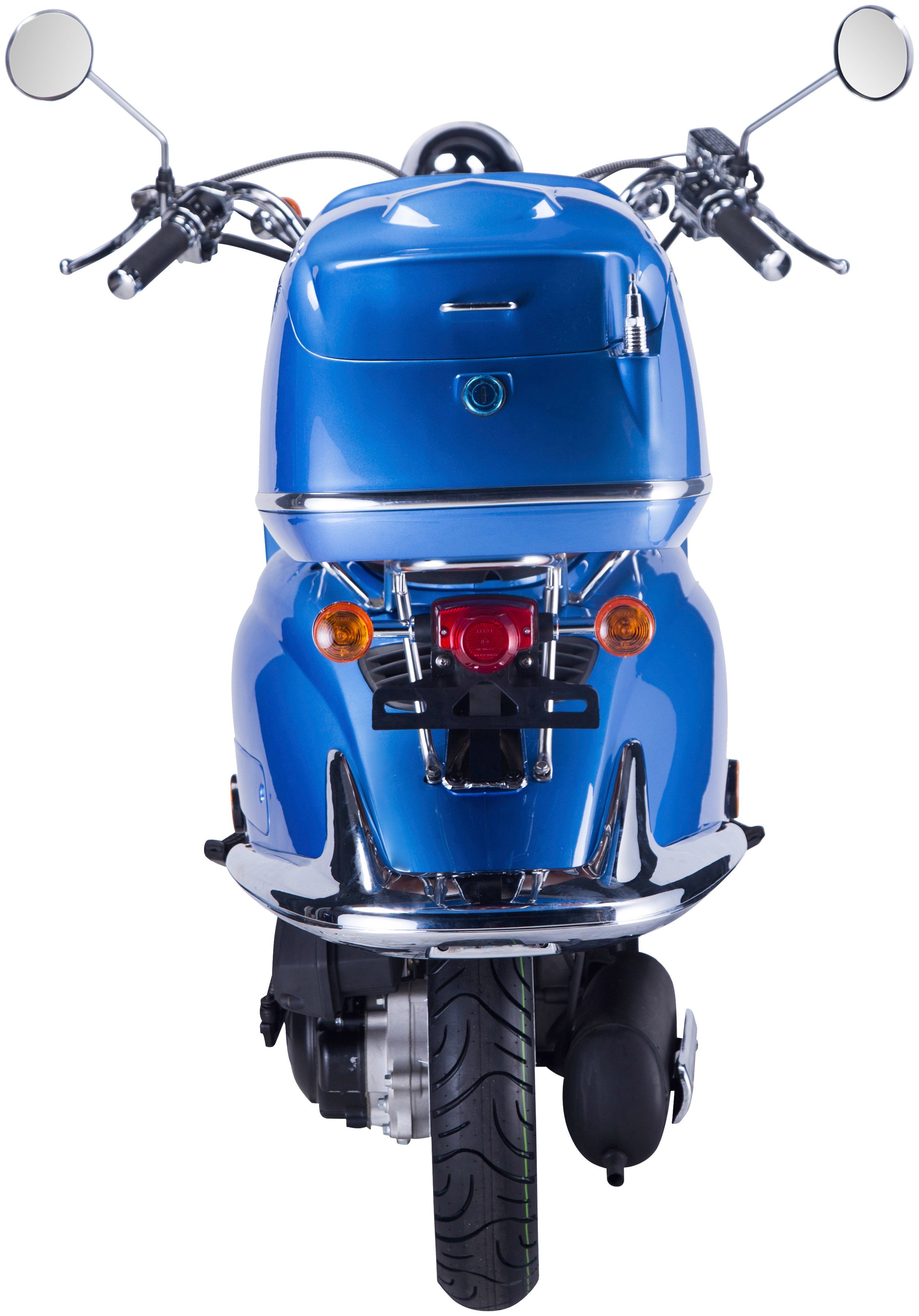 GT UNION Motorroller Strada, km/h, 5, ccm, 125 mit Euro blau Topcase 85 (Set)