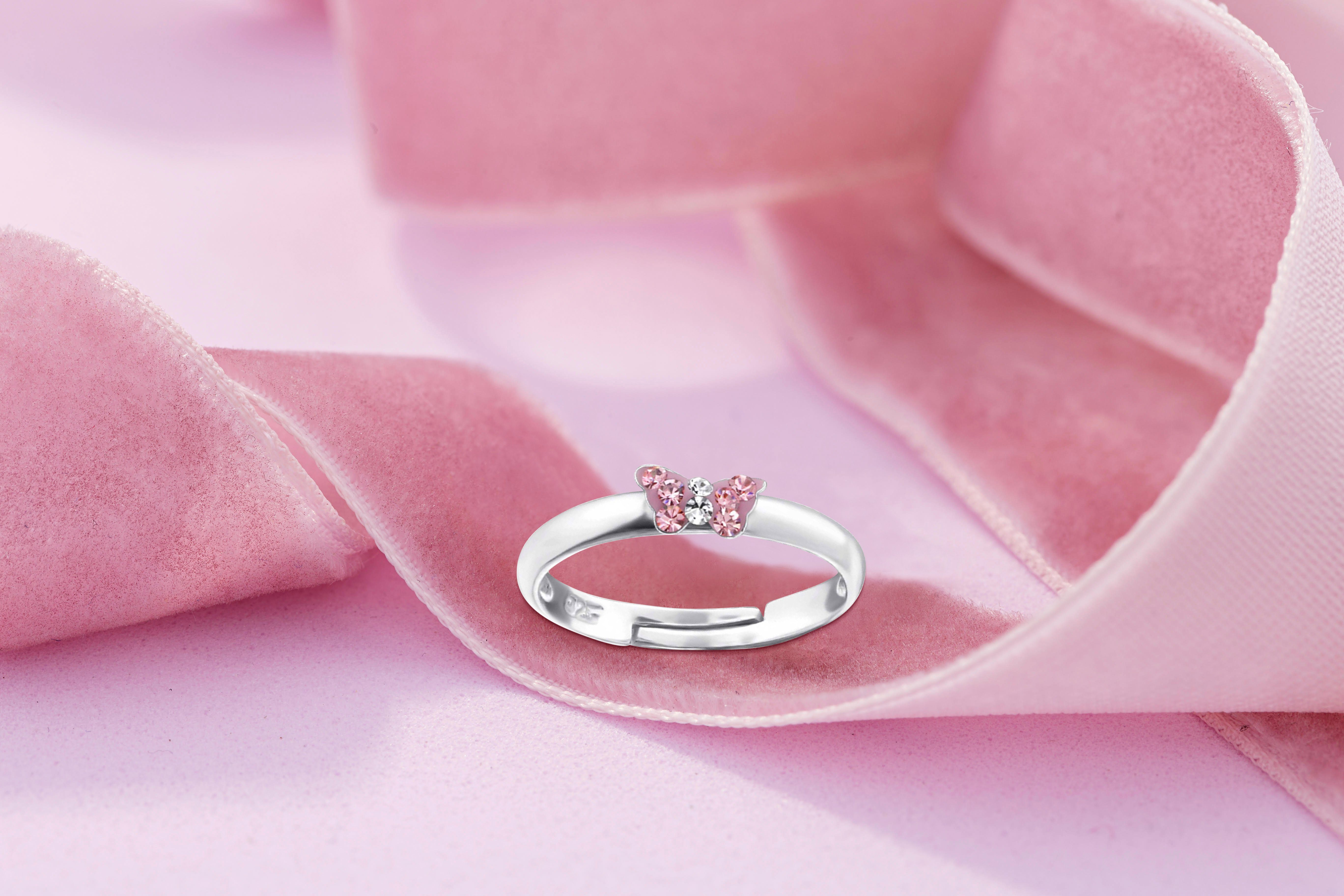 schmuck23 Fingerring Kinder Ring Schmetterling 925 Silber, Kinderschmuck Mädchen Geschenk