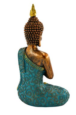 MF Buddhafigur Dhyana Mudra Shanti Buddha in Mint Grün Gold Dekorative Figur, 30 cm