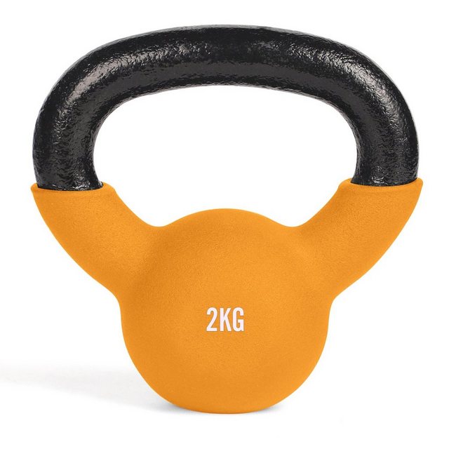 #DoYourSports Kettlebell »Swing Schwunghantel Dumbbell bodenschonende Kettelbell«, Kugelhantel aus massivem Gusseisen mit Neoprenbeschichtung 2 kg - Orange