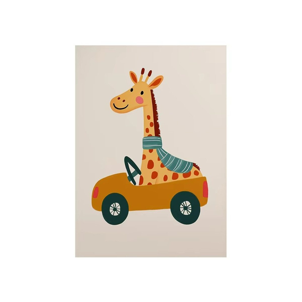 TPFLiving Kunstdruck (OHNE RAHMEN) Poster - Leinwand - Wandbild, Niedliche Schildkröte Roller Dinosaurier Yoga Leopard Tiere Leinwand (Leinwandbild XXL), Farben: Grün, Rosa, Gelb, Schwarz, Weiß, Blau -Größe: 20x30cm