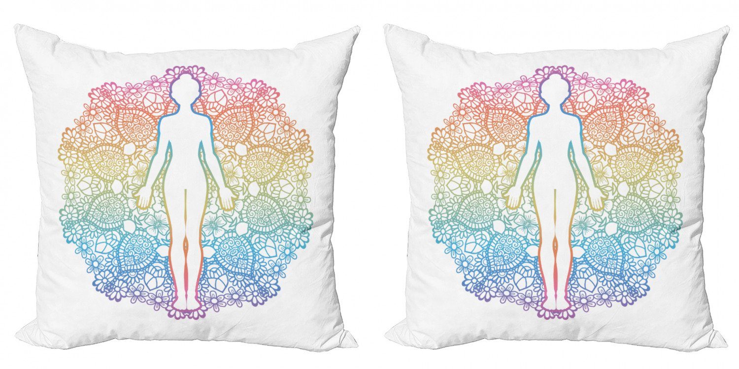 Accent Doppelseitiger Yoga Kissenbezüge Regenbogen-Mandala Digitaldruck, Abakuhaus Modern Überblick (2 Stück),