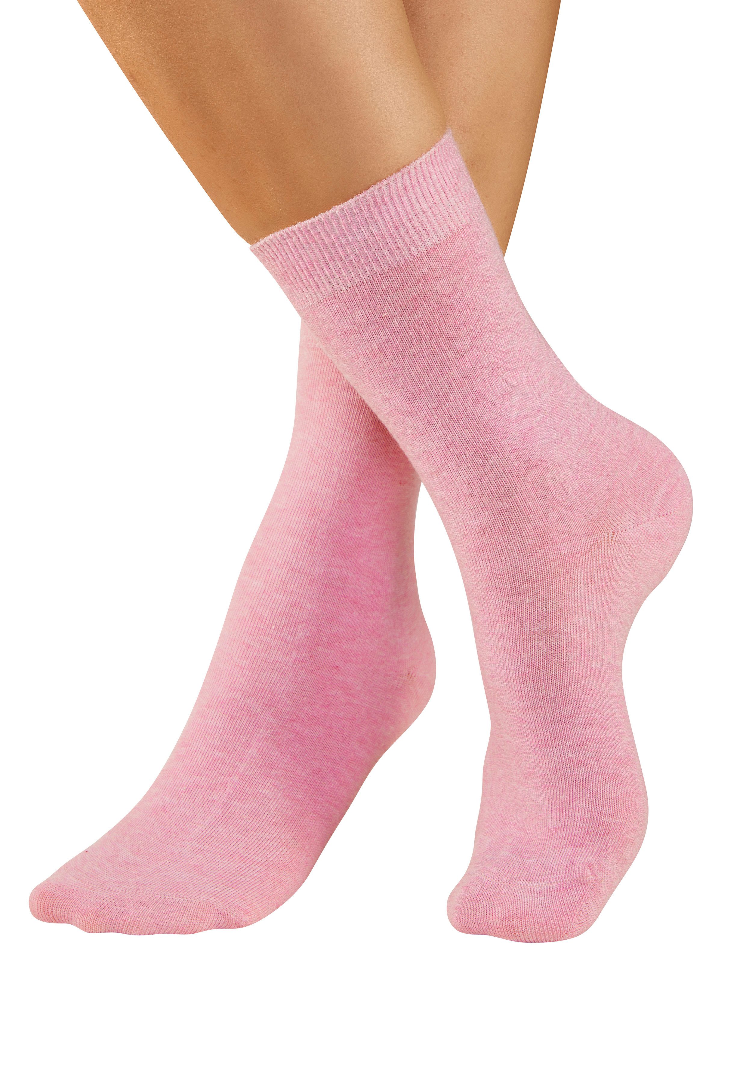 H.I.S Basicsocken Damensocken, frische melierte Farben; casual (Packung, 20-Paar, Gr. 35-38 bis 39-42) Alltagssocken in der Großpackung