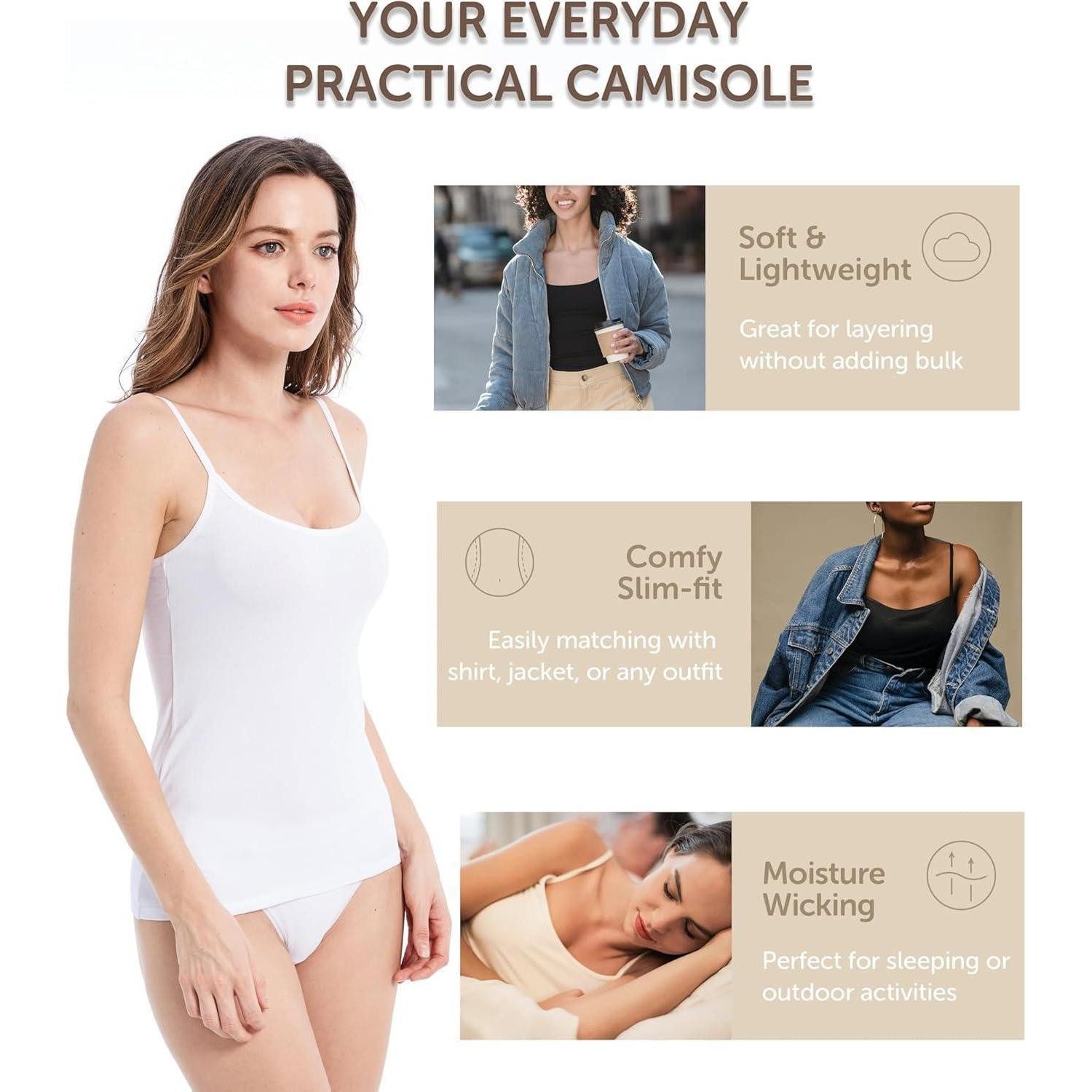 LuxusKollektion Spaghettitop Damen Spaghetti Tops 4er Pack Weiß