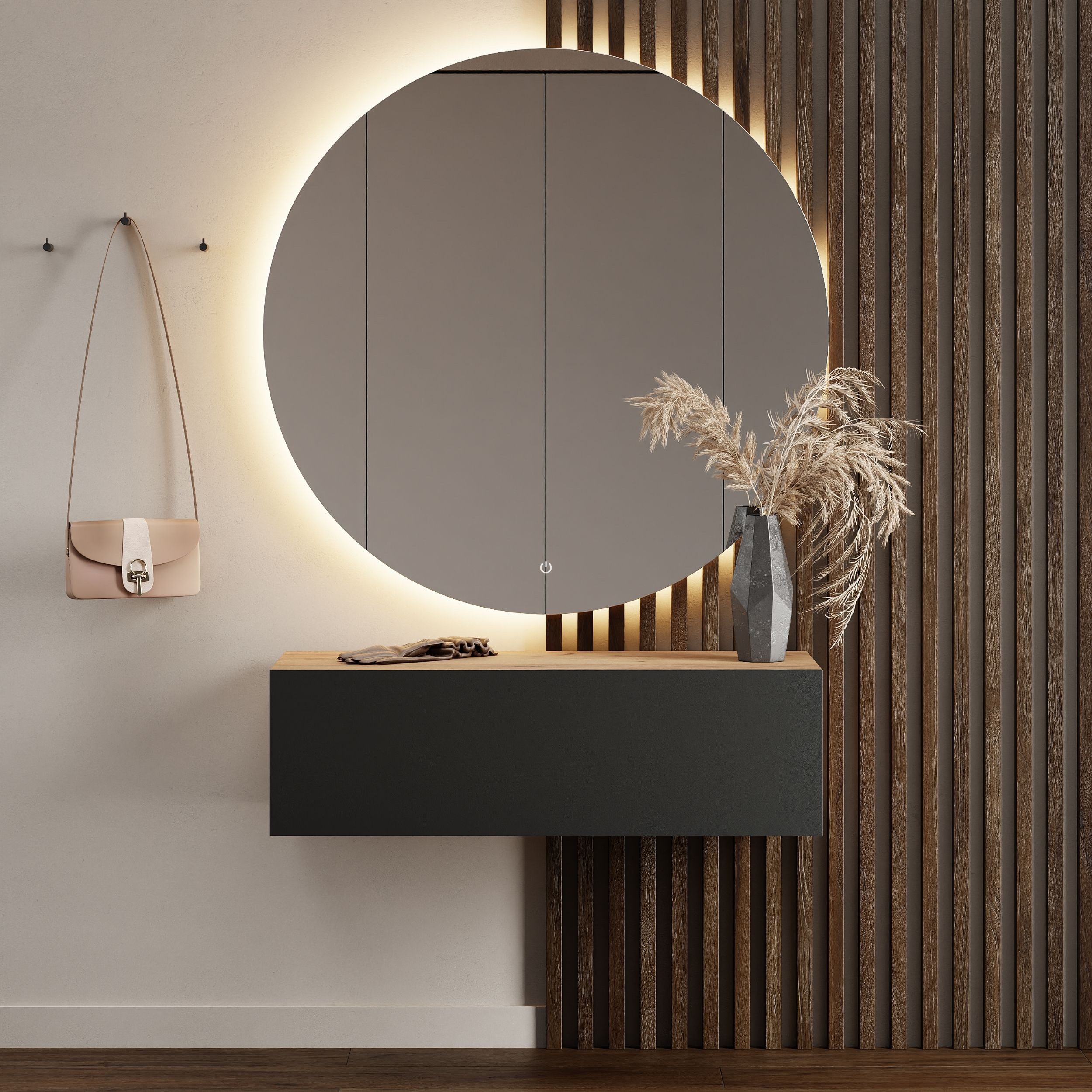 Planetmöbel Garderoben-Set Hängeschrank WEST 100 cm gold eiche / anthrazit, günstig online kaufen