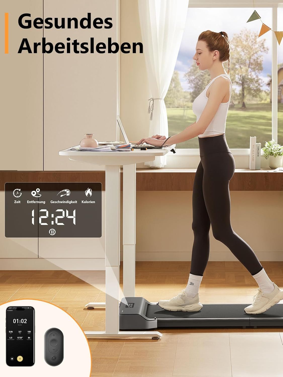 Kingsmith Laufband Klappbares WalkingPad Z1 Laufband für Schreibtisch, 180° Falttechnik, App Steuerung, Fernbedienung, LED Display, 1-6km/h