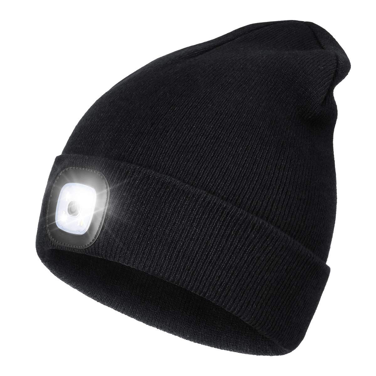 AKKEE Strickmütze Mütze mit Licht LED, Wiederaufladbare USB Strickmütze mit  Licht (Einfarbig, 1-St., Winter Warme Mütze Kappe) zum Camping, Joggen und  Geschenke für Männer Frauen | Strickmützen