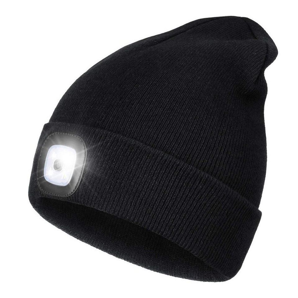 AKKEE Strickmütze Mütze mit Licht LED, Wiederaufladbare USB Strickmütze mit  Licht (Einfarbig, 1-St., Winter Warme Mütze Kappe) zum Camping, Joggen und  Geschenke für Männer Frauen